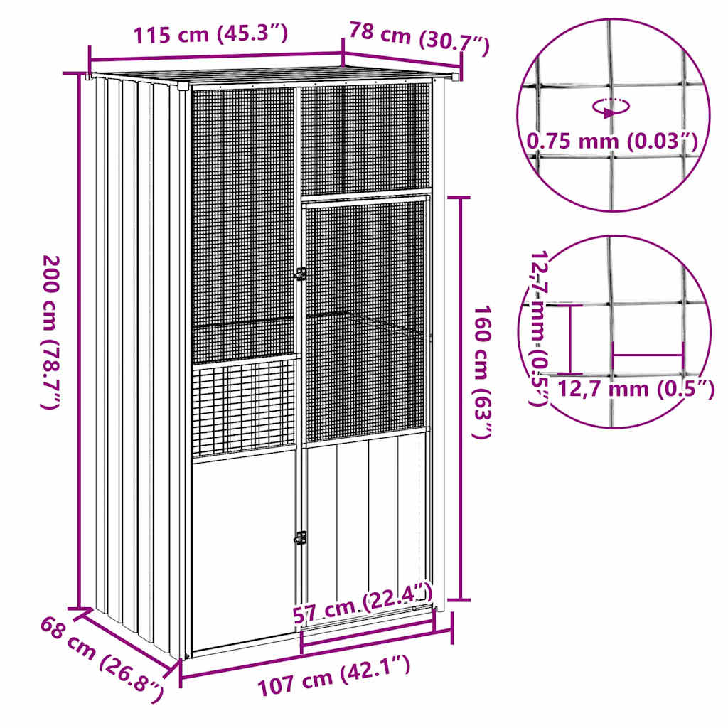 Bird Cage Anthracite 115x78x200 cm Galvanised Steel