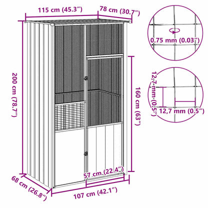 Bird Cage Anthracite 115x78x200 cm Galvanised Steel
