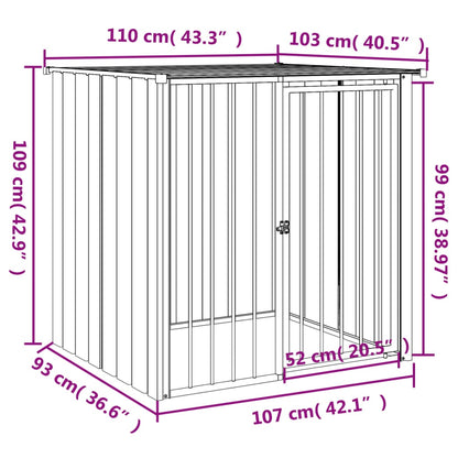 Dog House with Roof Black 110x103x109 cm Galvanised Steel
