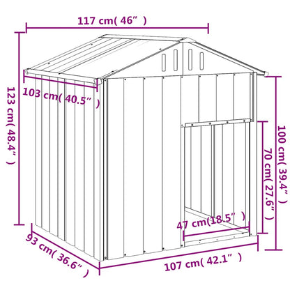 Dog House with Roof Light Grey 117x103x123 cm Galvanised Steel
