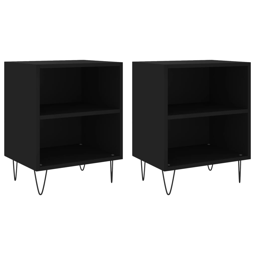 Bedside Cabinets 2 pcs Black 40x30x50 cm Engineered Wood