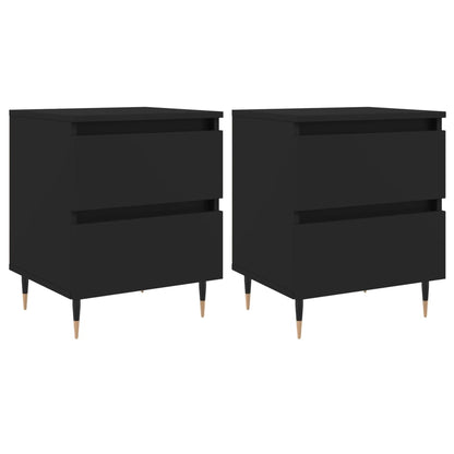 Bedside Cabinets 2 pcs Black 40x35x50 cm Engineered Wood