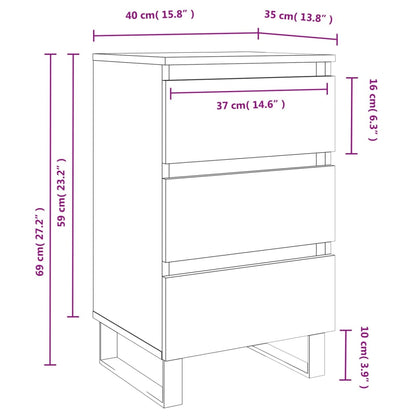 Bedside Cabinets 2 pcs White 40x35x69 cm Engineered Wood