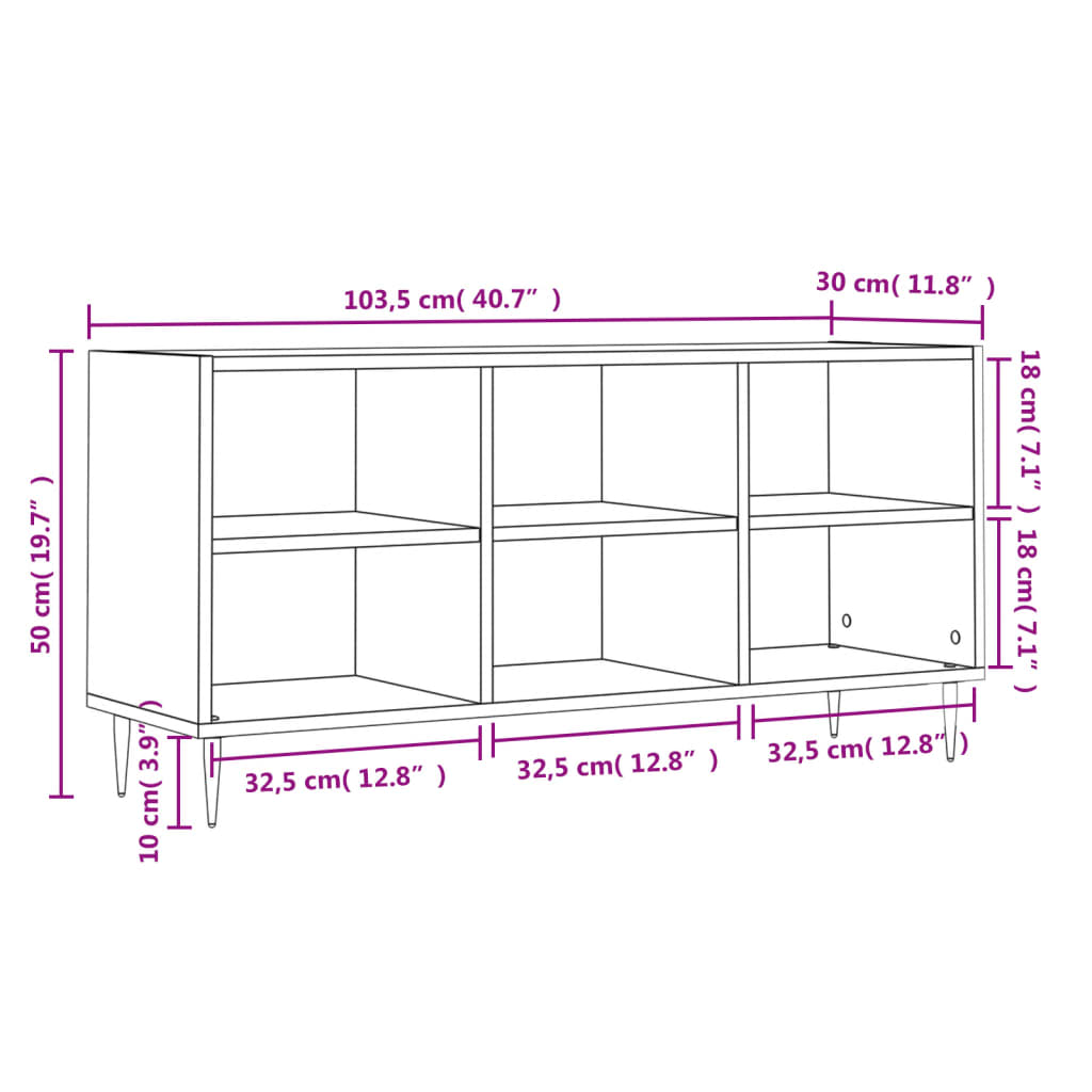 TV Cabinet Grey Sonoma 103.5x30x50 cm Engineered Wood