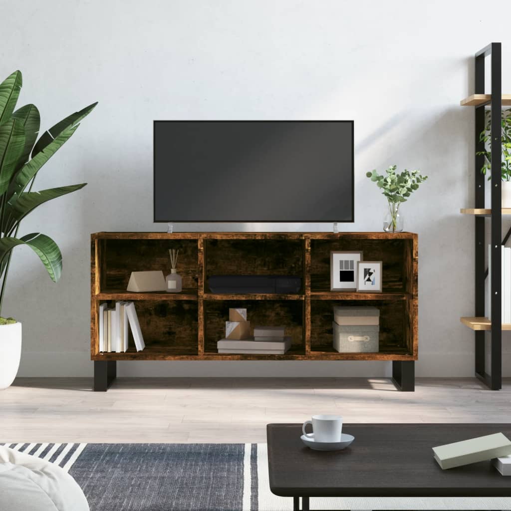 TV Cabinet Smoked Oak 103.5x30x50 cm Engineered Wood