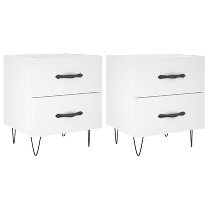 Bedside Cabinets 2 pcs White 40x35x47.5 cm Engineered Wood