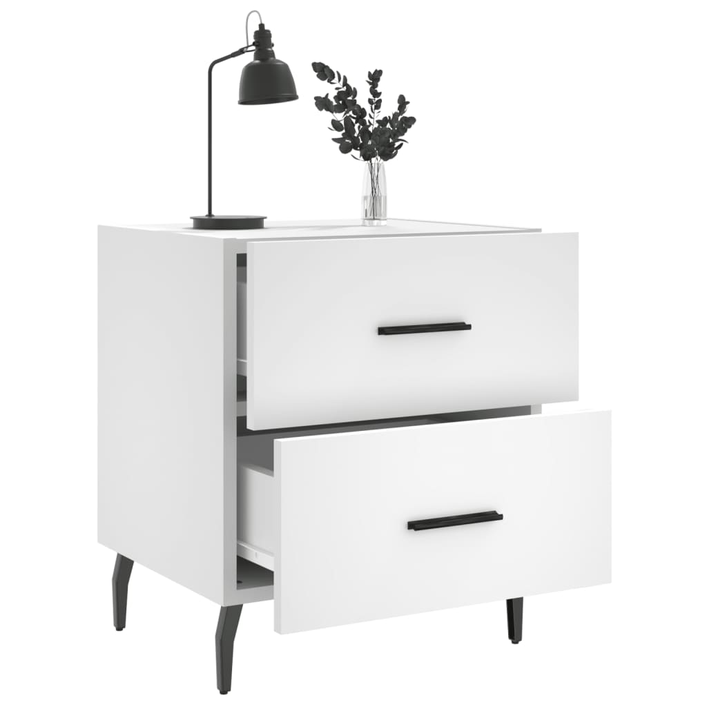 Bedside Cabinet White 40x35x47.5 cm Engineered Wood