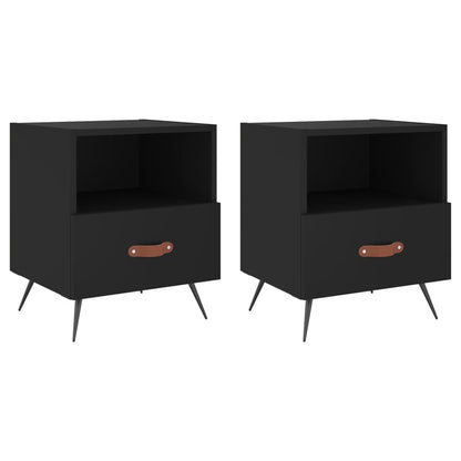 Bedside Cabinets 2 pcs Black 40x35x47.5 cm Engineered Wood
