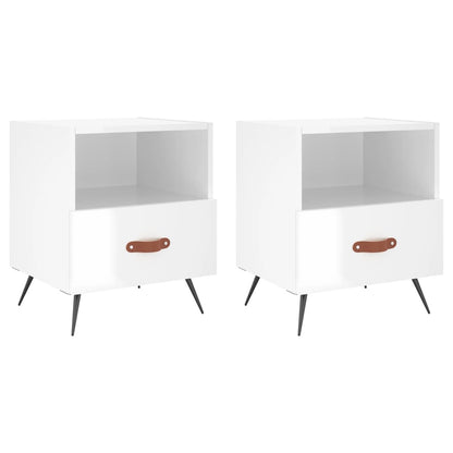 Bedside Cabinets 2 pcs High Gloss White 40x35x47.5 cm Engineered Wood