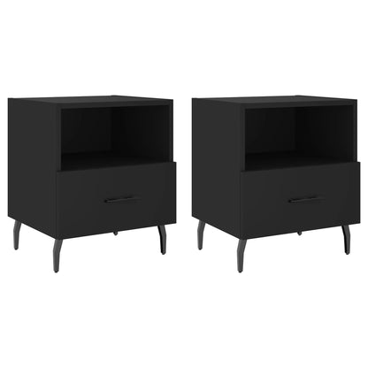 Bedside Cabinets 2 pcs Black 40x35x47.5 cm Engineered Wood