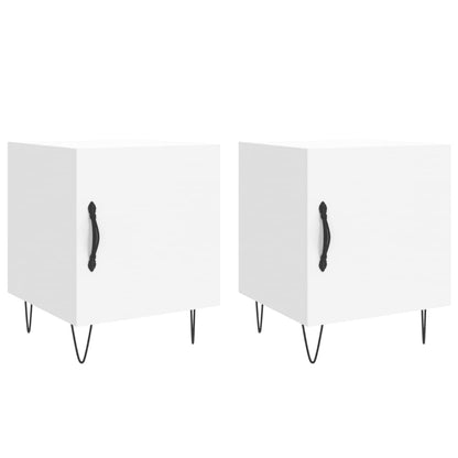 Bedside Cabinets 2 pcs White 40x40x50 cm Engineered Wood