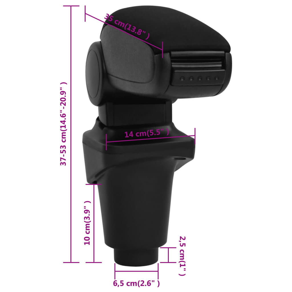 Car Armrest Black 14x35x(37-53) cm ABS