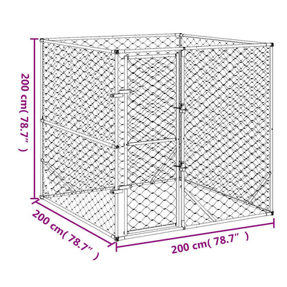 Outdoor Dog Kennel Silver 2x2x2 m Galvanised Steel