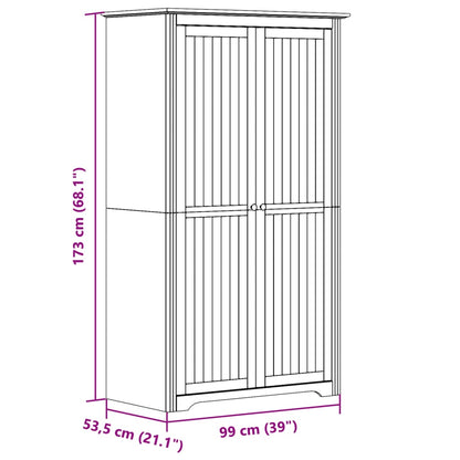 Wardrobe BODO White and Brown 101x52x176.5 cm Solid Wood Pine