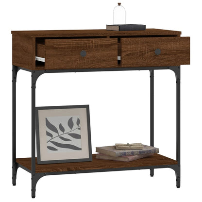 Console Table Brown Oak 75x34.5x75 cm Engineered Wood