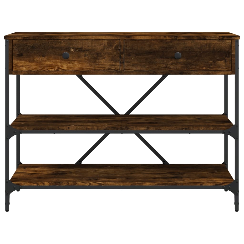 Console Table with Drawers and Shelves Smoked Oak Engineered Wood