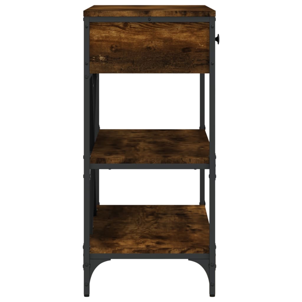 Console Table with Drawers and Shelves Smoked Oak Engineered Wood