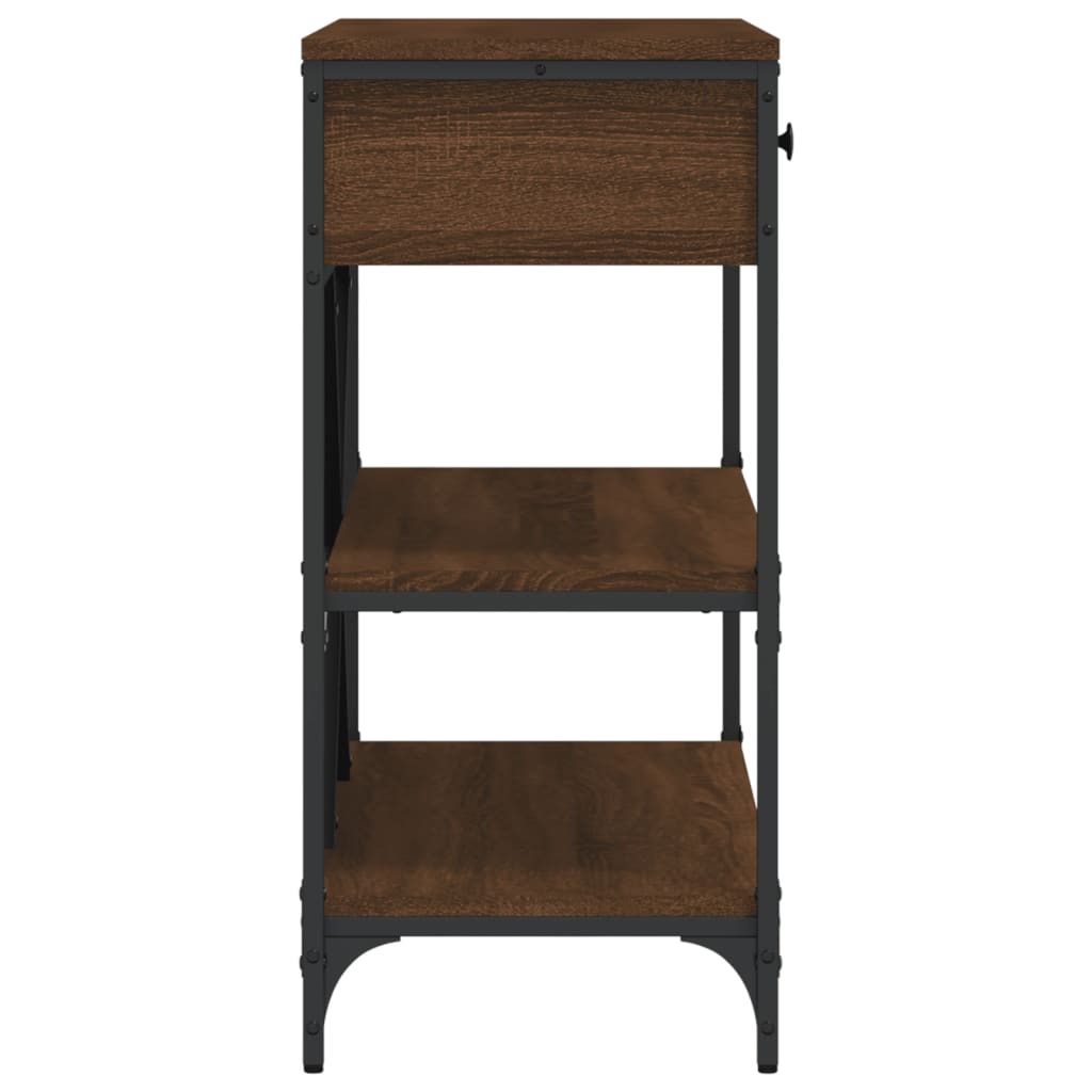 Console Table with Drawers and Shelves Brown Oak Engineered Wood