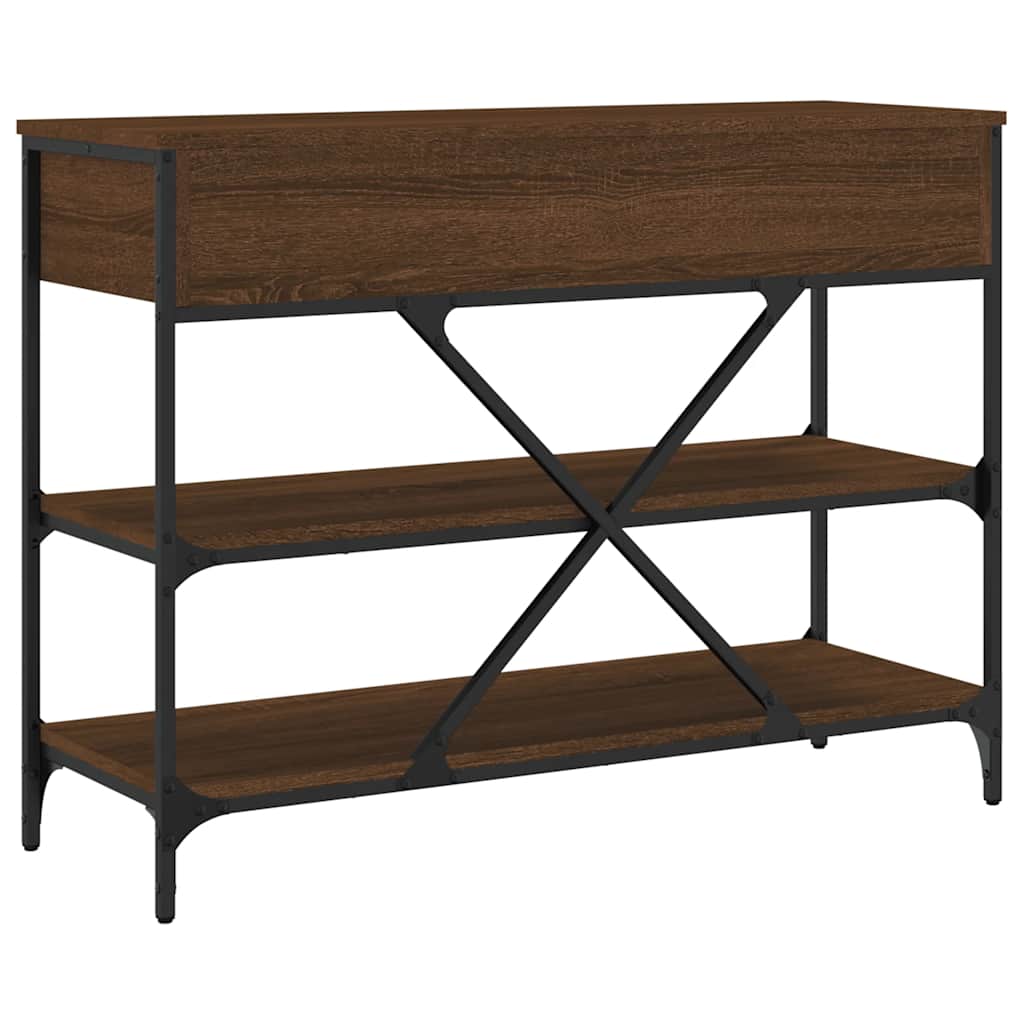 Console Table with Drawers and Shelves Brown Oak Engineered Wood