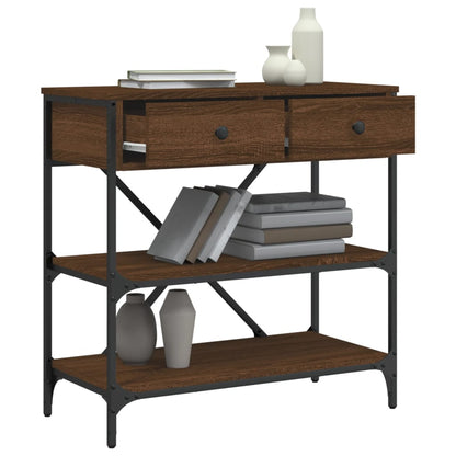 Console Table Brown Oak 75x34.5x75 cm Engineered Wood