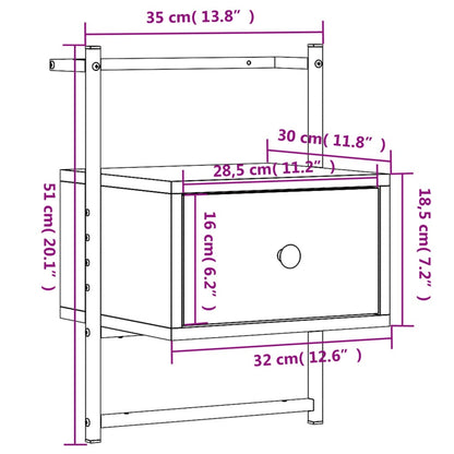 Bedside Cabinet Wall-mounted Sonoma Oak 35x30x51 cm Engineered Wood