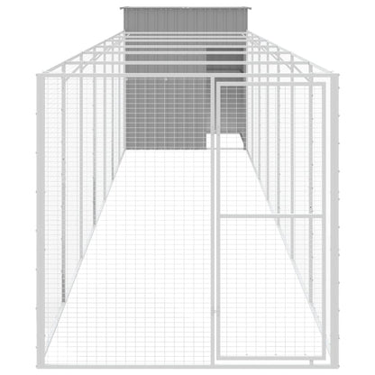 Dog House with Run Light Grey 165x863x181 cm Galvanised Steel