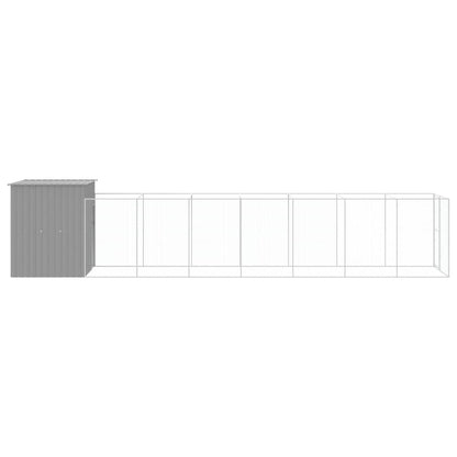 Dog House with Run Light Grey 165x863x181 cm Galvanised Steel