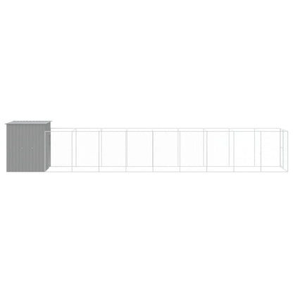 Dog House with Run Light Grey 165x1067x181 cm Galvanised Steel