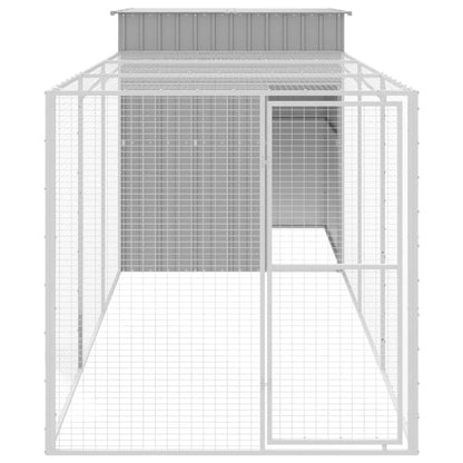 Chicken Cage with Run Light Grey 165x455x181 cm Galvanised Steel