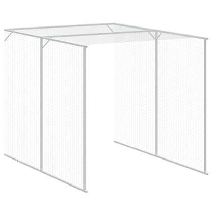 Chicken Cage with Run Light Grey 165x455x181 cm Galvanised Steel