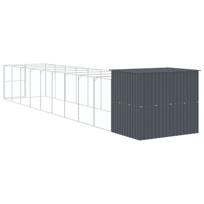 Dog House with Run Anthracite 214x1069x181 cm Galvanised Steel