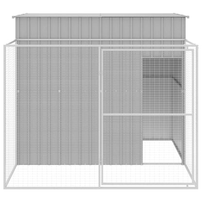 Dog House with Run Light Grey 214x253x181 cm Galvanised Steel