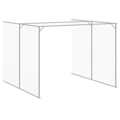 Dog House with Run Light Grey 214x865x181 cm Galvanised Steel
