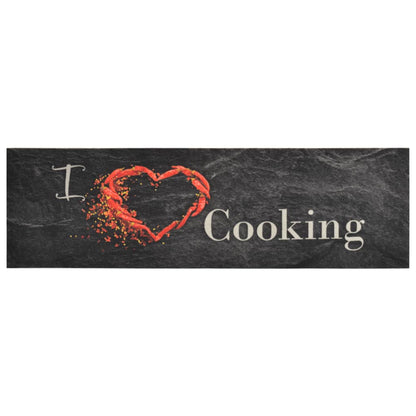 Kitchen Rug Washable Cooking Black 45x150 cm Velvet