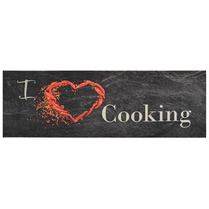 Kitchen Rug Washable Cooking Black 60x180 cm Velvet
