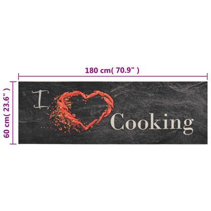 Kitchen Rug Washable Cooking Black 60x180 cm Velvet