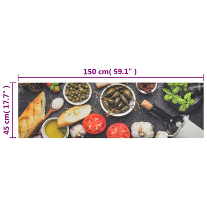Kitchen Rug Washable Wine & Dinner 45x150 cm Velvet