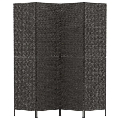 Room Divider 4-Panel Black 163x180 cm Water Hyacinth