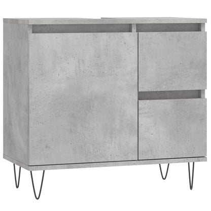 3 Piece Bathroom Furniture Set Concrete Grey Engineered Wood
