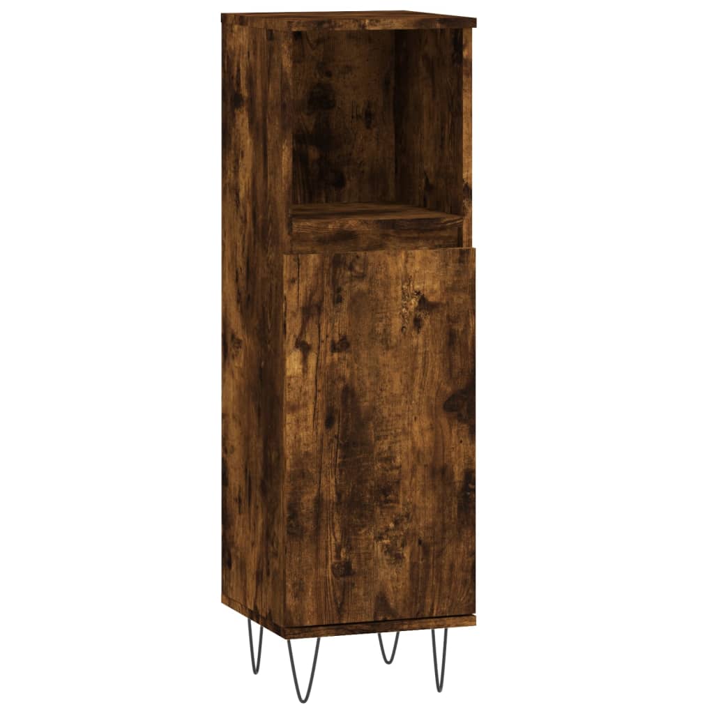 3 Piece Bathroom Furniture Set Smoked Oak Engineered Wood