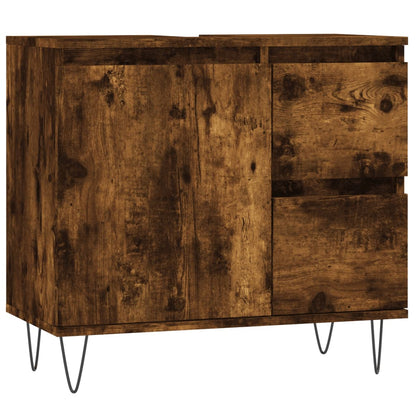 3 Piece Bathroom Furniture Set Smoked Oak Engineered Wood