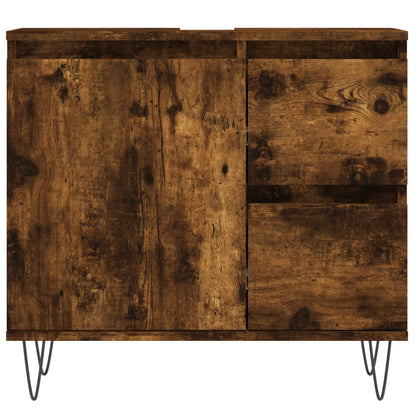 3 Piece Bathroom Furniture Set Smoked Oak Engineered Wood