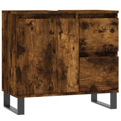 3 Piece Bathroom Furniture Set Smoked Oak Engineered Wood