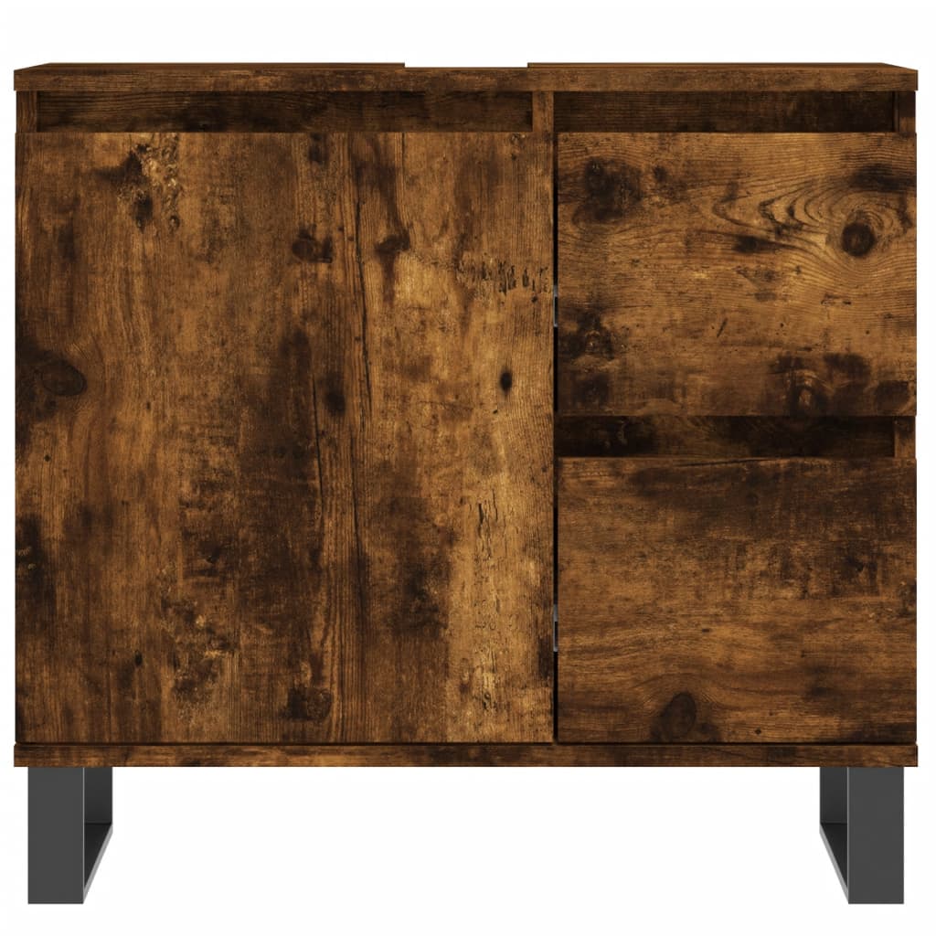 3 Piece Bathroom Furniture Set Smoked Oak Engineered Wood