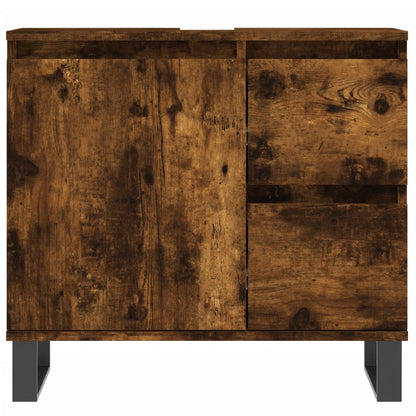 3 Piece Bathroom Furniture Set Smoked Oak Engineered Wood