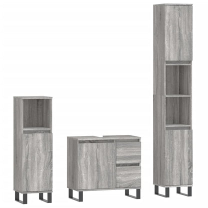 3 Piece Bathroom Furniture Set Grey Sonoma Engineered Wood