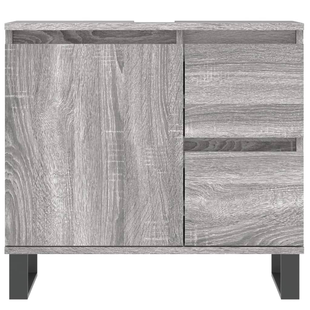 3 Piece Bathroom Furniture Set Grey Sonoma Engineered Wood