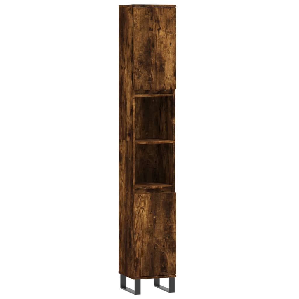3 Piece Bathroom Furniture Set Smoked Oak Engineered Wood