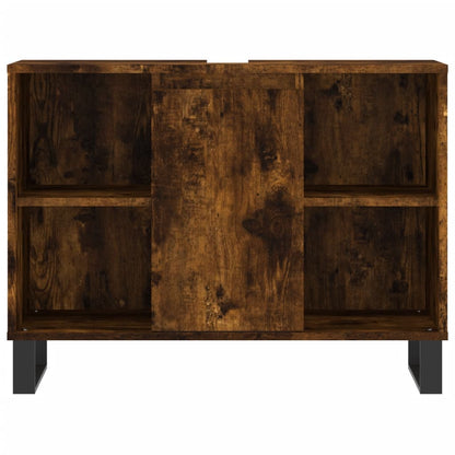 3 Piece Bathroom Furniture Set Smoked Oak Engineered Wood