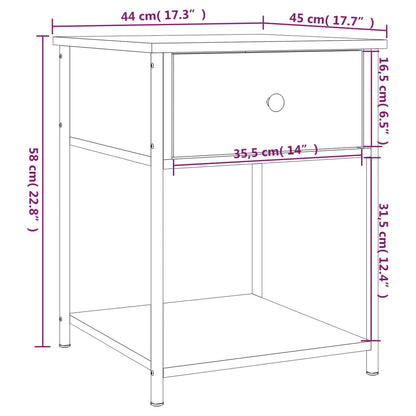 Bedside Table Smoked Oak 44x45x58 cm Engineered Wood